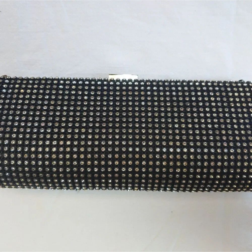 Zoe Adams Women's Black/Clear Rhinestone Convertible Clutch Bag.